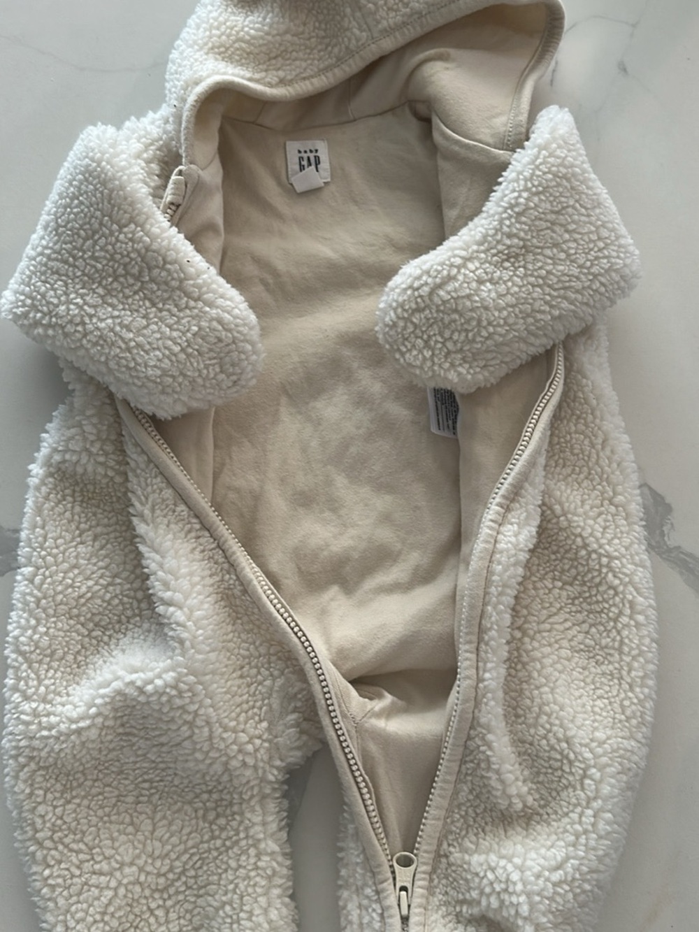 GAP Cream Sherpa Hooded baby bunting